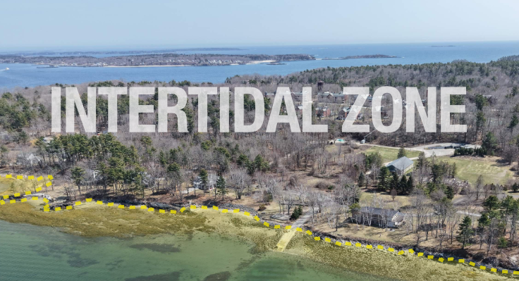 Aerial view of the Great Diamond Island shoreline